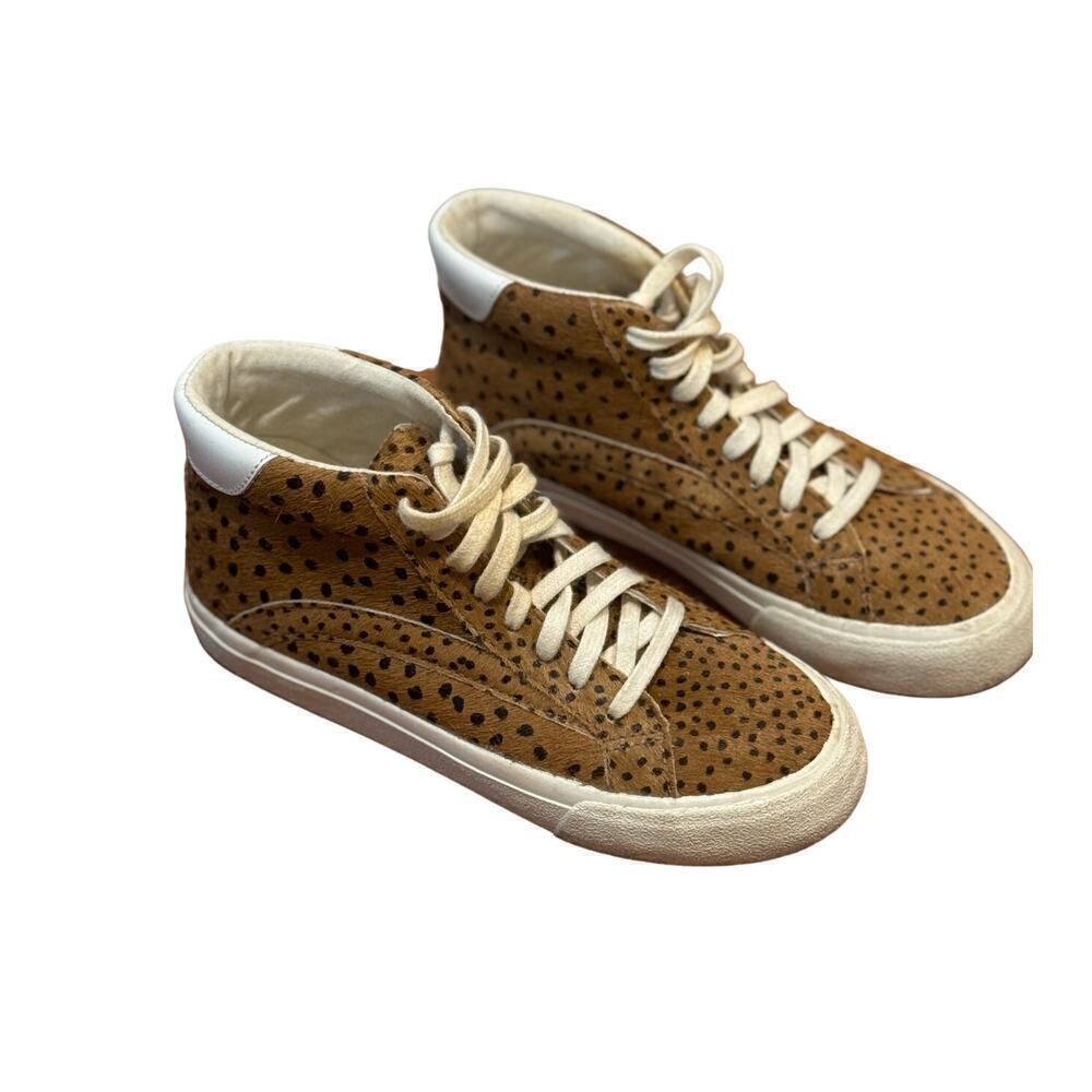Madewell Sneakers Calf Hair Mid Top‎ Brown Black Lace Up Size 6